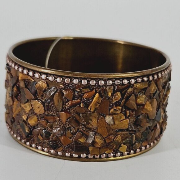 B You Bangle Chunky Bracelet Brown Bronze New With Tag 2.50" Diameter 7 inch - Picture 3 of 5